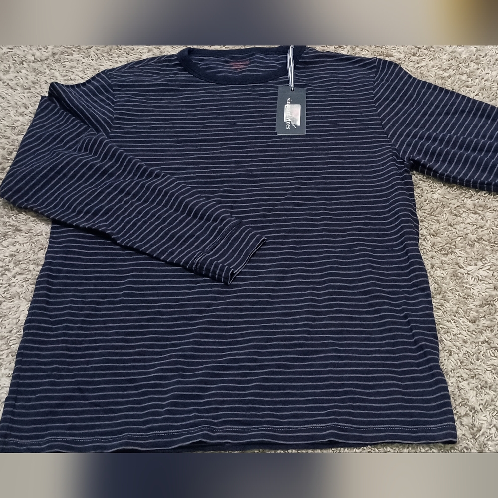 Vineyard Vines Men's Island Crew Long Sleeve Shirt Blue Blazer M NWT MSRP $98.50